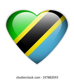 Tanzania flag button on a white background. Vector illustration.