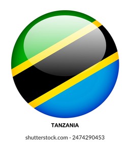 BOTÓN de la bandera de TANZANIA sobre fondo blanco