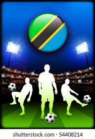 Tansania Flag Button mit Fußballspiel im Stadion Original Illustration