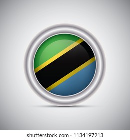 Tanzania flag button style. Vector image