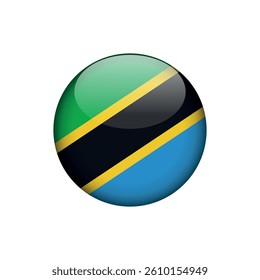 Tanzania Flag Circle Button Vector Template