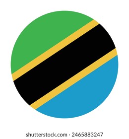 Tanzania flag. Tanzania circle flag. Flag icon. Standard color. Round flag. Computer illustration. Digital illustration. Vector illustration.