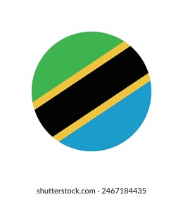 Tanzania flag. Tanzania circle flag. Flag icon. Standard color. Round flag. Computer illustration. Digital illustration. Vector illustration.