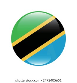 Tanzania flag. Tanzania circle flag. Flag icon. Standard color. Round flag. Computer illustration. Digital illustration. Vector illustration.