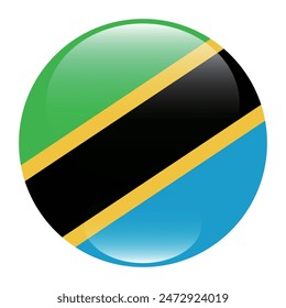 Bandera de Tanzania. Bandera del círculo de Tanzania. Icono de marca. Color estándar. Bandera redonda. Ilustración de computadora. Ilustración digital Ilustración vectorial.