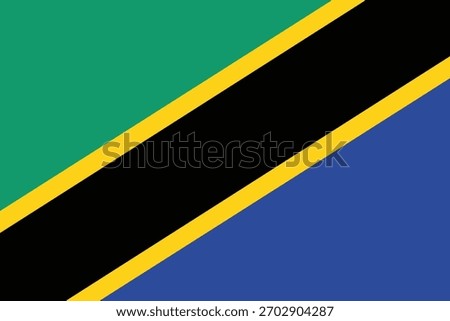 Tanzania flag, clean lines vector illustration with slightly softened colors, 2 by 3 proportions