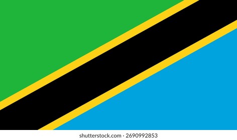 Projeto da bandeira da Tanzânia. Bandeira nacional da Tanzânia Ilustração do vetor. Design oficial da bandeira da Tanzânia.