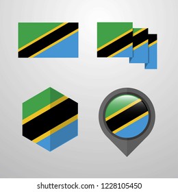 Tanzania flag design set vector