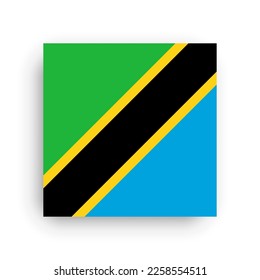 Tanzania flag - flat vector square with sharp corners and dropped shadow.