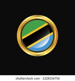 Tanzania flag Golden button
