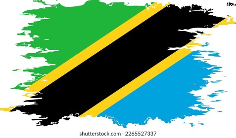 Tanzania flag grunge brush color image, vector