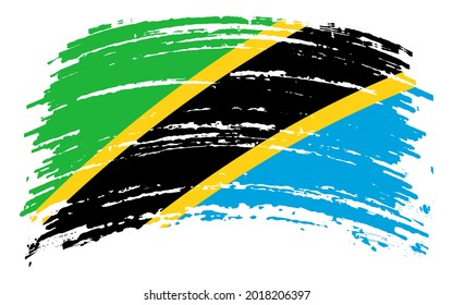 Tanzania flag in grunge brush stroke, vector image