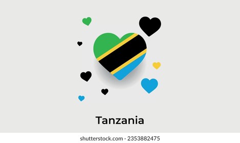 Tanzania flag heart shape country icon vector illustration