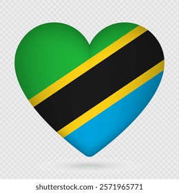 Tanzania flag in heart shape. Vector illustration.