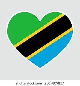 Tanzania flag heart shaped, symbol of love. heart-shaped flags of African continent countries. Vector Illustration