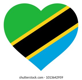 tanzania flag in heart vector illustration sign. Flag of tanzania in the shape of Heart with contrasting contour, symbol of love for his country or valentine day, patriotism.
