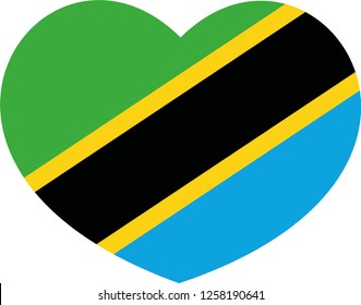 Tanzania flag in a Heart vector, sticker
