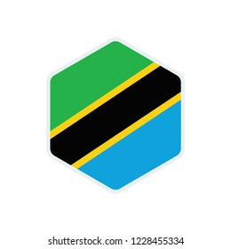 Tanzania flag. Tanzania hexagon flag.