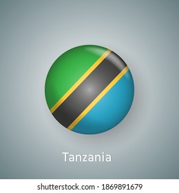 Tanzania flag icon circle 3d gradient isolated