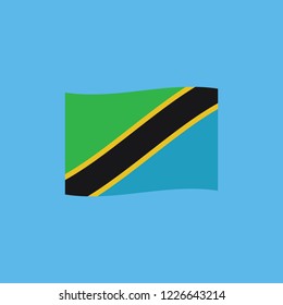 Tanzania flag icon in flat design. Independence day or National day holiday concept.