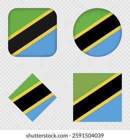 Tanzania Flag Icons Pack. Vector illustration.