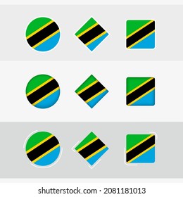 Tanzania flag icons set, vector flag of Tanzania. Three versions of icon.