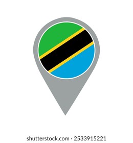 pino de localização da bandeira da tanzânia, aplicação da bandeira, Pino de localização da bandeira, design gráfico, ponteiro do mapa, ilustração vetorial.	