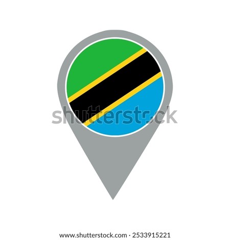 tanzania flag location pin, flag application, Flag on Location Pin, graphic design, map pointer, vector illustration.	