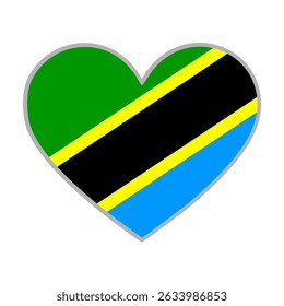 Tanzania flag. Tanzania love flag. Tanzania flag in heart shape. Love symbol. Vector illustration.

