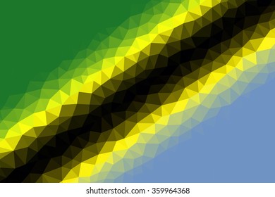 Tanzania flag low poly triangular abstract background.