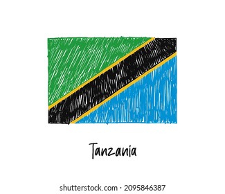 Tanzania Flag Marker or Pencil Sketch Illustration Vector