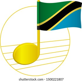 Tanzania flag and musical note. Music background. National flag of Tanzania and music festival concept vector illustration