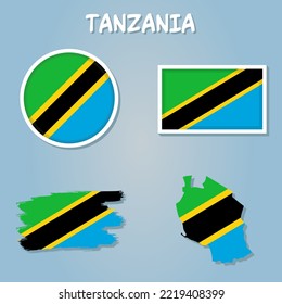Tanzania Flag National Africa Emblem Map Icon Vector Illustration Abstract Design Element.
