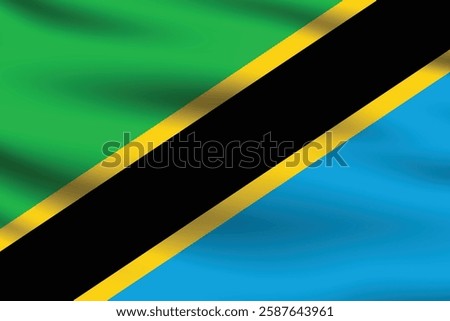 Tanzania flag official colors and proportion digital vector illustration. Waving flag.