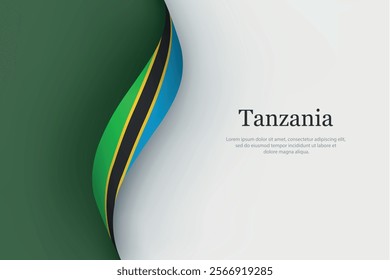 Tanzania flag on Waving ribbon. Template for independence day