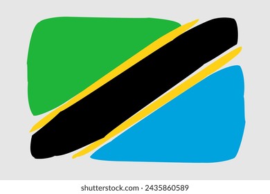 Tanzania flag - painted design vector illustration. Vector brush style