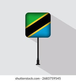 Ilustración vectorial del poste de la bandera de Tanzania