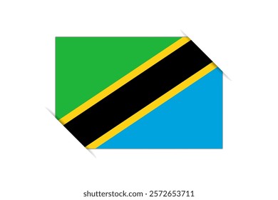 Tanzania flag - rectangle colorful flag representing a country cultural identity and heritage. The essence of national pride and unity. Attached by the corners in a paper album