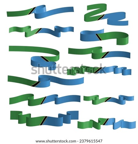 tanzania flag ribbon vector set
