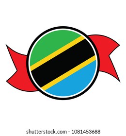 Tanzania flag in round button of icon. flag logo of Tanzania emblem isolated on white background, Tanzania national concept sign, Vector illustration.