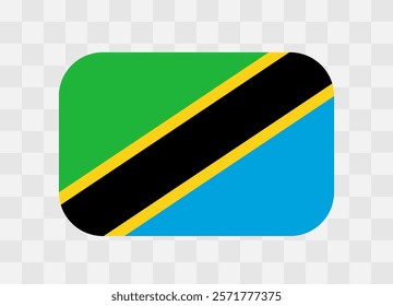 Tanzania flag - rounded rectangle colorful flag representing a country cultural identity and heritage. The essence of national pride and unity. Vector flag on transparent background.