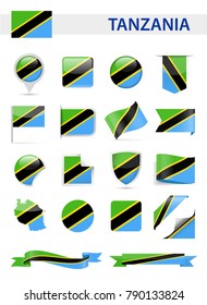 Tanzania Flag Set - Vector Illustration