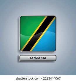 Tanzania flag square button vector illustration
