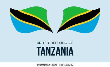 Tanzania flag state symbol isolated on background national banner. Greeting card National Independence Day of the United Republic of Tanzania. Illustration banner with realistic state flag.