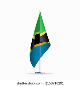 Tanzania flag state symbol isolated on background national banner. Greeting card National Independence Day of the United Republic of Tanzania. Illustration banner with realistic state flag.