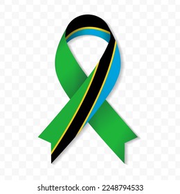 Tanzania flag stripe ribbon vector illustration on a transparent background vector image (PNG).