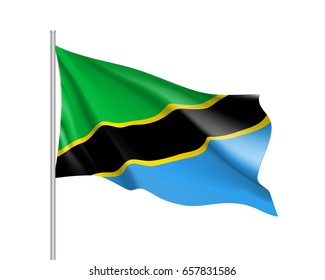 Tanzania Flag. Symbol african state in proportion correctly and official colors. Patriotic sign Eastern Africa country. Vector icon illustration