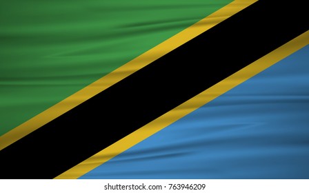 Tanzania flag vector. Vector flag of Tanzania blowig in the wind. EPS 10.
