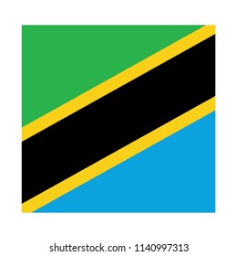 Tanzania flag Vector Square Icon, Flag of Tanzania. Abstract concept, icon, square, button. Raster illustration on white background.