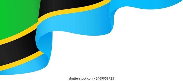 Tanzania flag wave isolated on png or transparent background vector illustration.